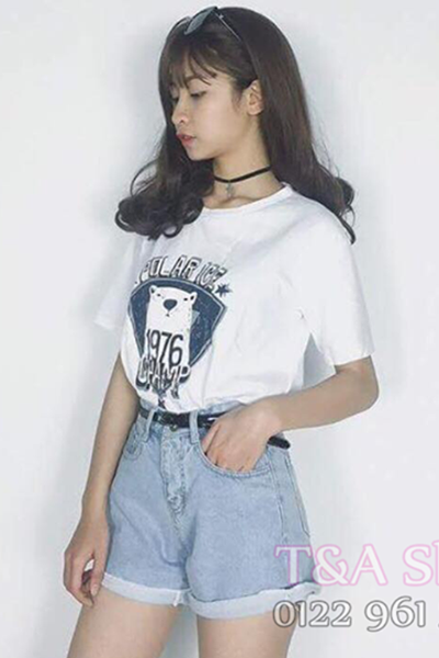 Quần short jean nữ lưng cao
