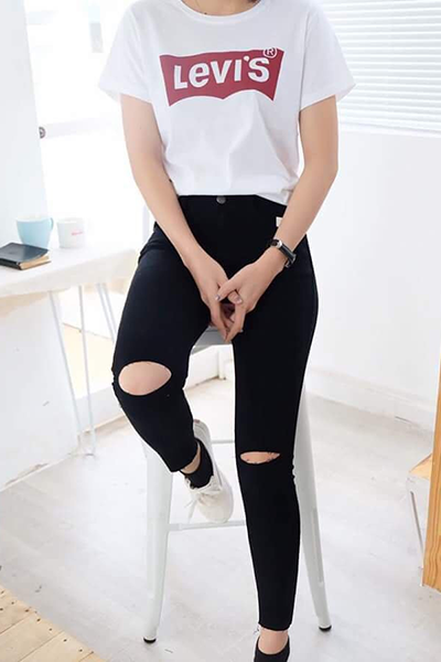 Quần jean skinny rách gối