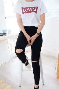 Quần jean skinny rách gối