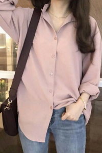 Áo Sơ Mi Nữ Hồng Ruốc