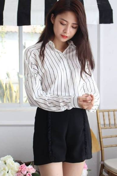 Áo sơ mi nữ sọc tay dài
