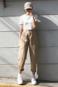 Quần Baggy Kaki Nữ Ống Rộng